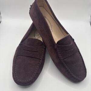 TOD’S Women’s Gommino Driving Shoes In Suede~Bordeaux~EUC~Size 7.5 US